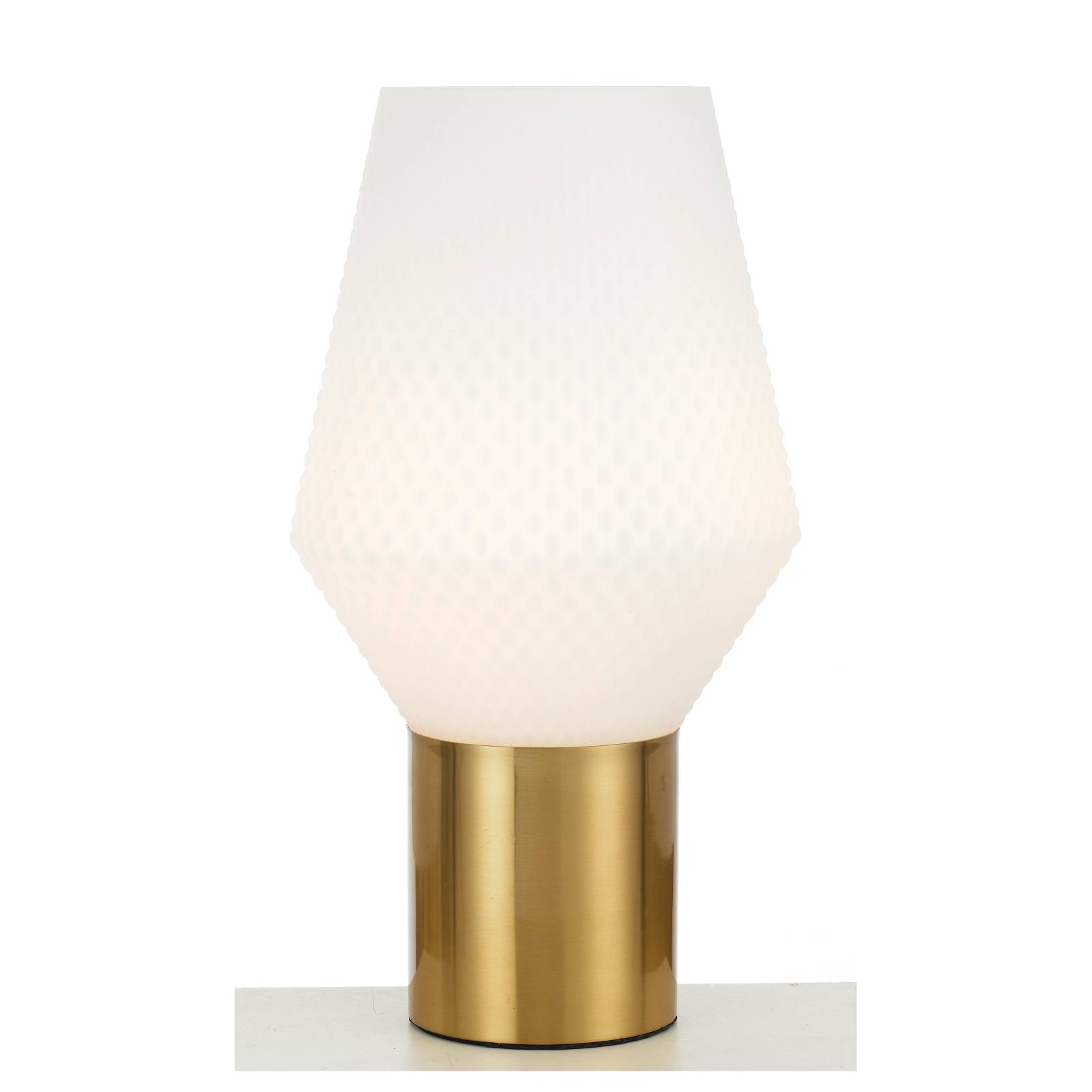 Rene Table Lamp, Opal Matte, Antique Gold