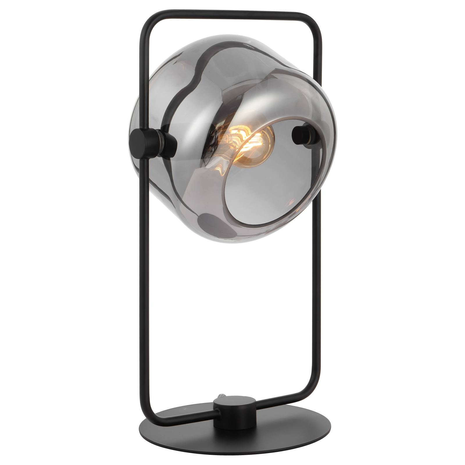 Rocha Table Lamp, Black, Smoke Glass
