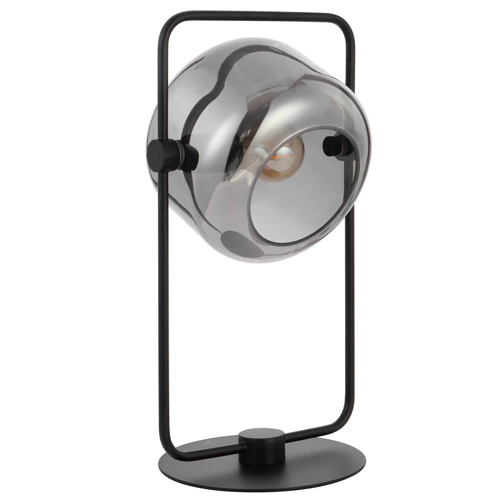 Rocha Table Lamp, Black, Smoke Glass