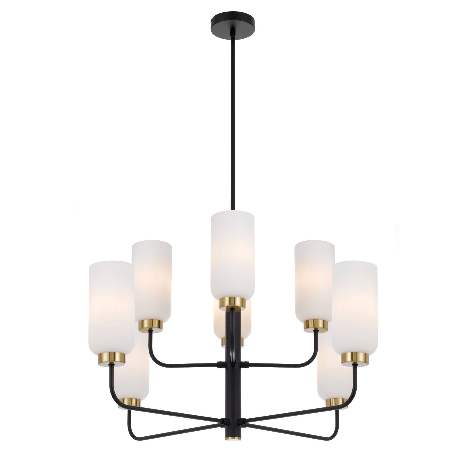 Sebring 8 Light Pendant, Black, Opal Matte