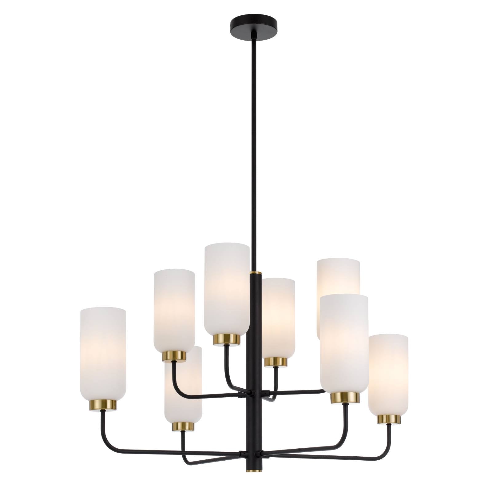 Sebring 8 Light Pendant, Black, Opal Matte