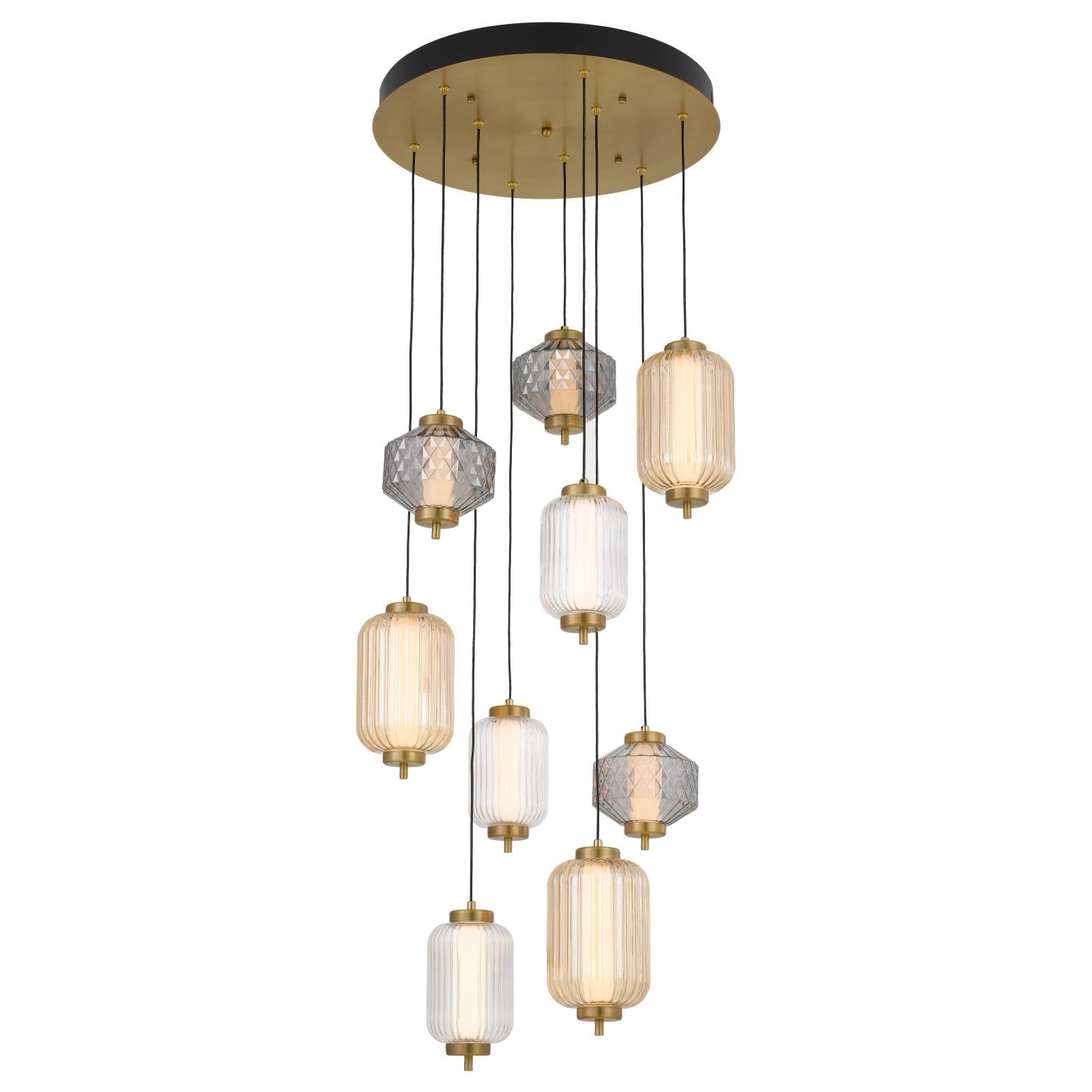 Torso 9 Light Pendant Light, Brass