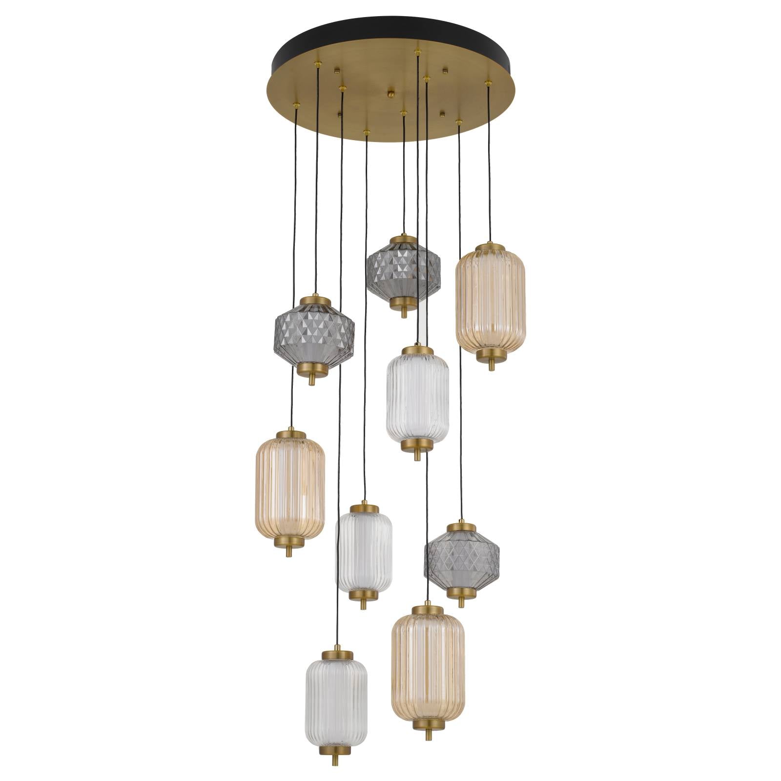Torso 9 Light Pendant Light, Brass