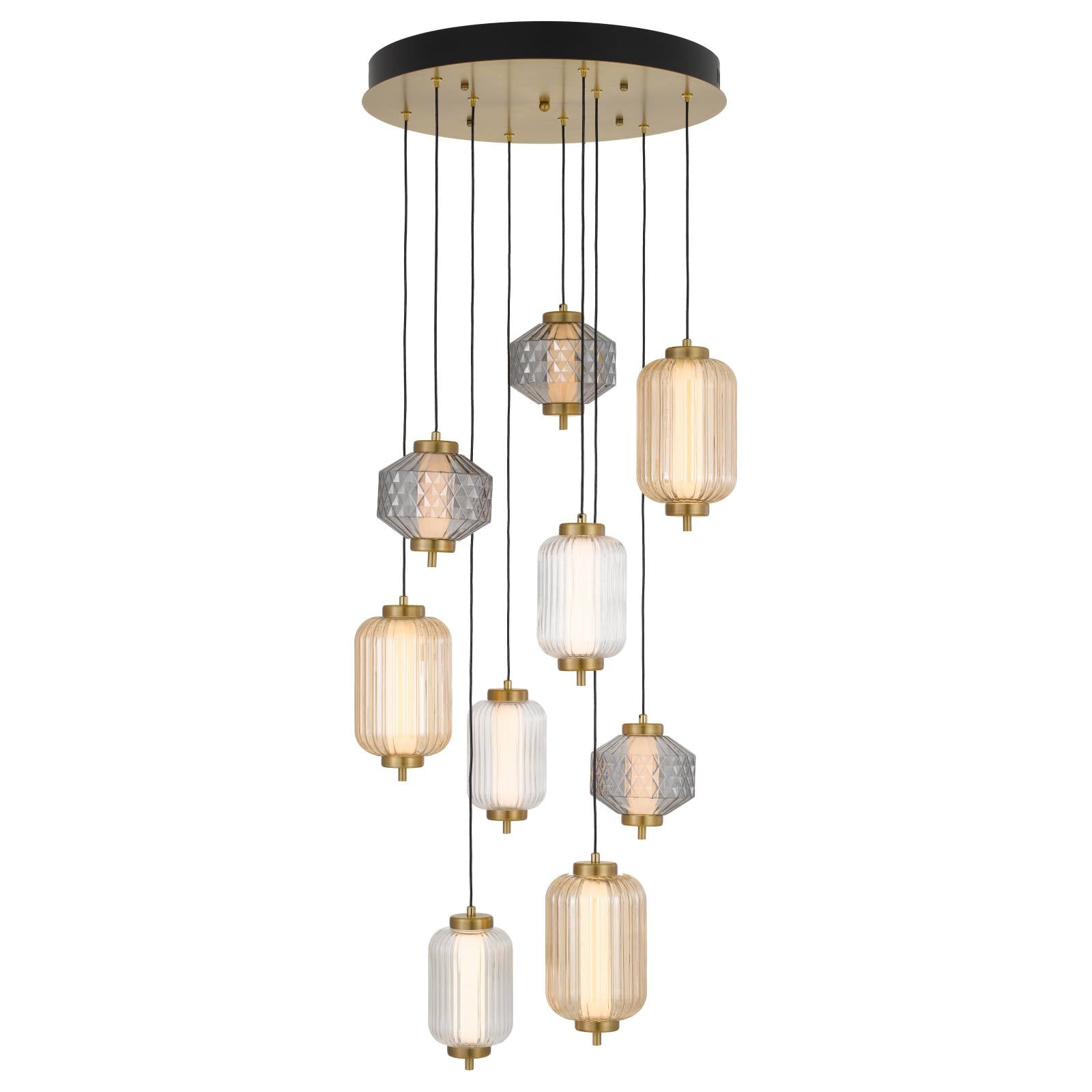 Torso 9 Light Pendant Light, Brass