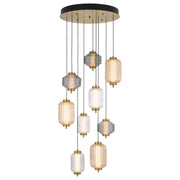 Torso 9 Light Pendant Light, Brass