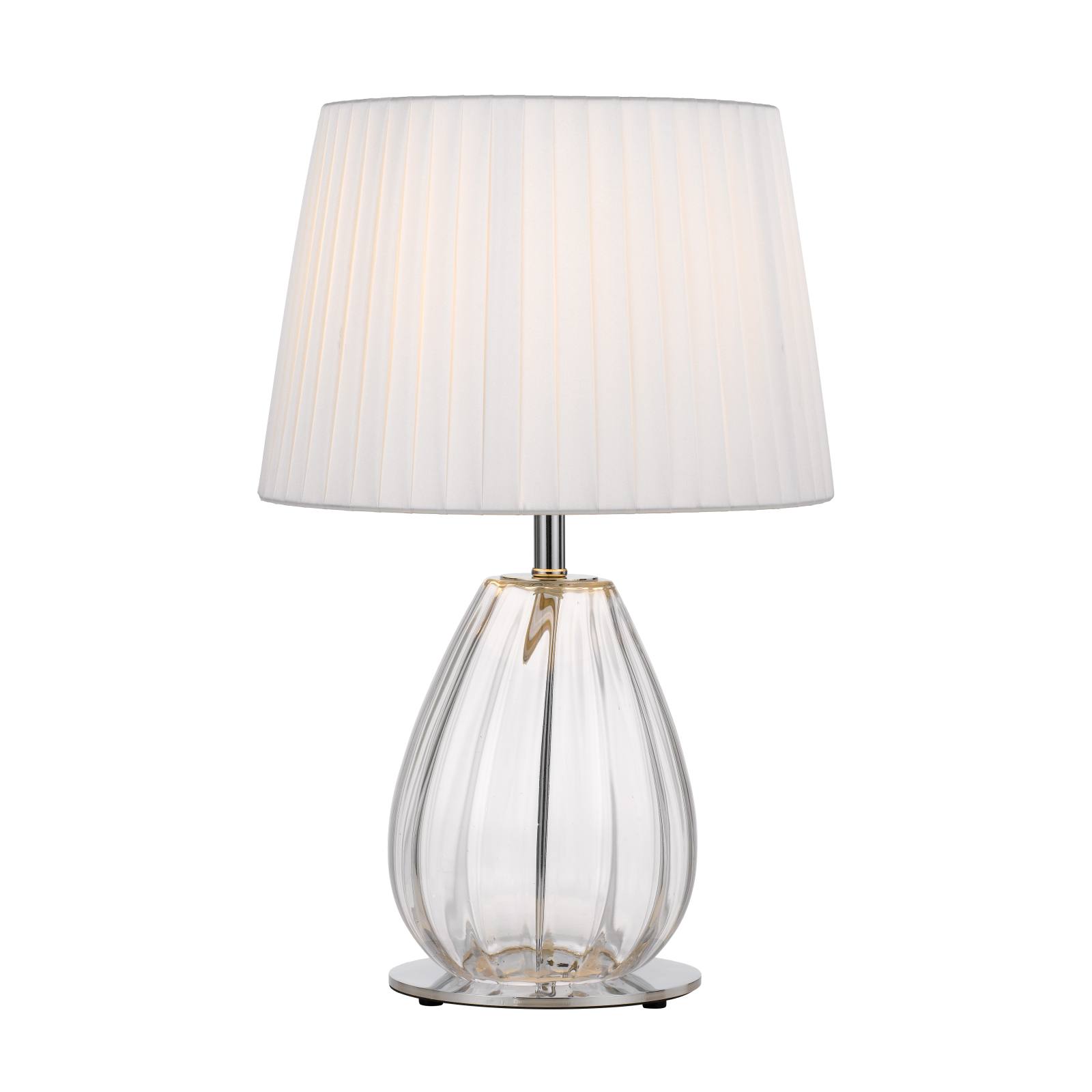Vardo Table Lamp, Clear Glass, Chrome, Ivory