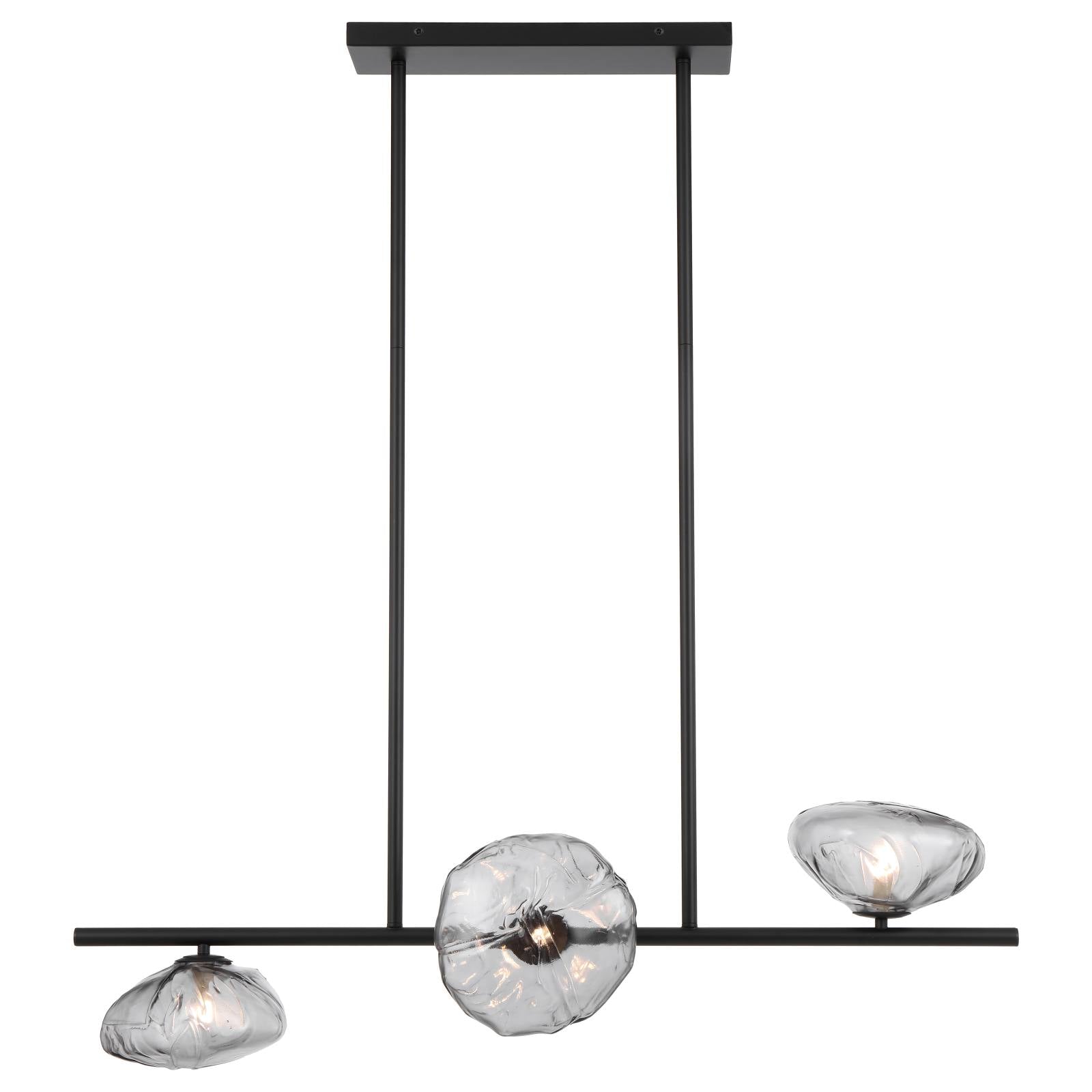 Zecca 3 Light Horizontal Pendant, Black Smoke
