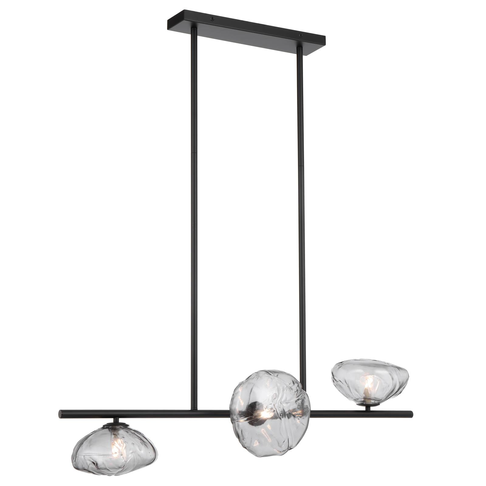 Zecca 3 Light Horizontal Pendant, Black Smoke