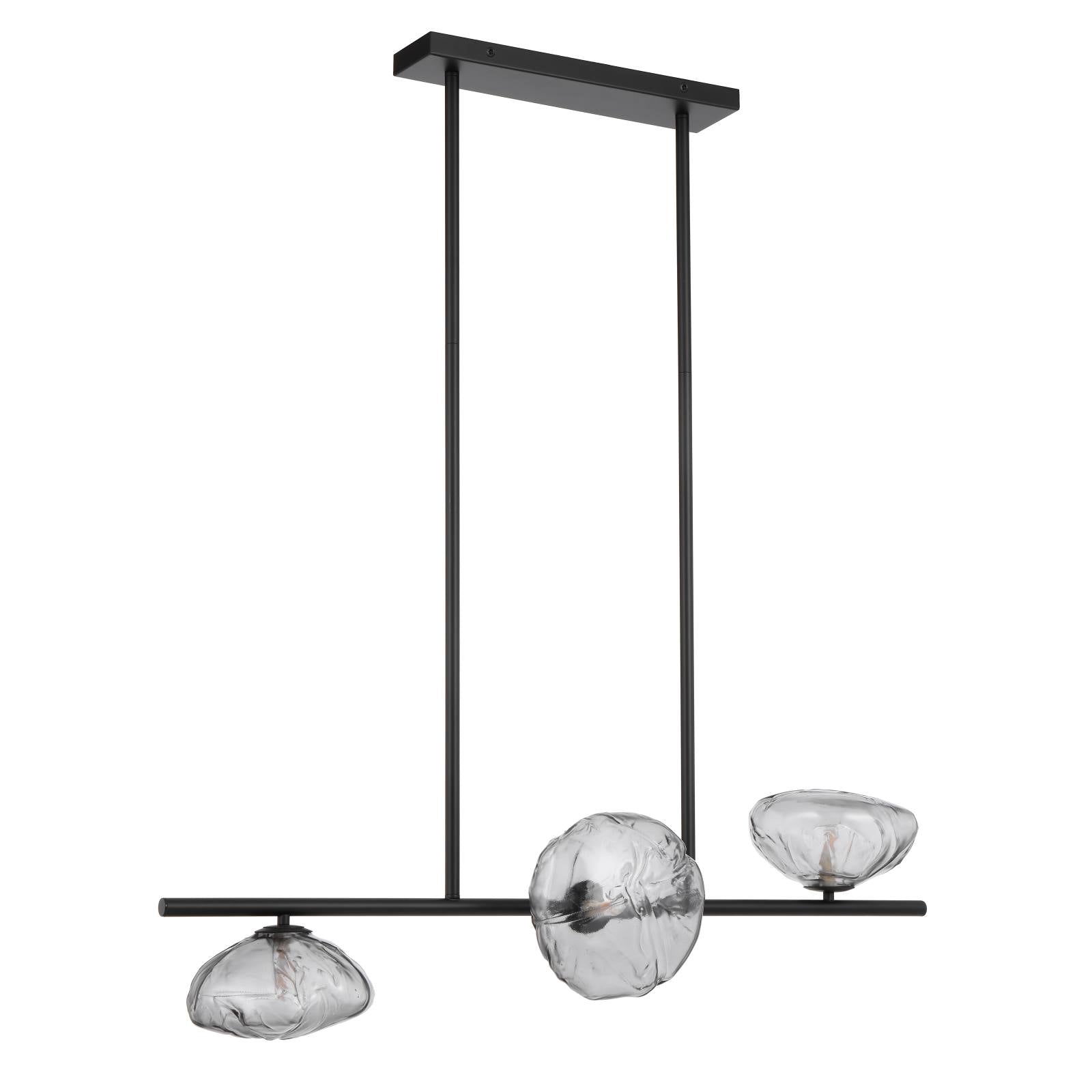Zecca 3 Light Horizontal Pendant, Black Smoke