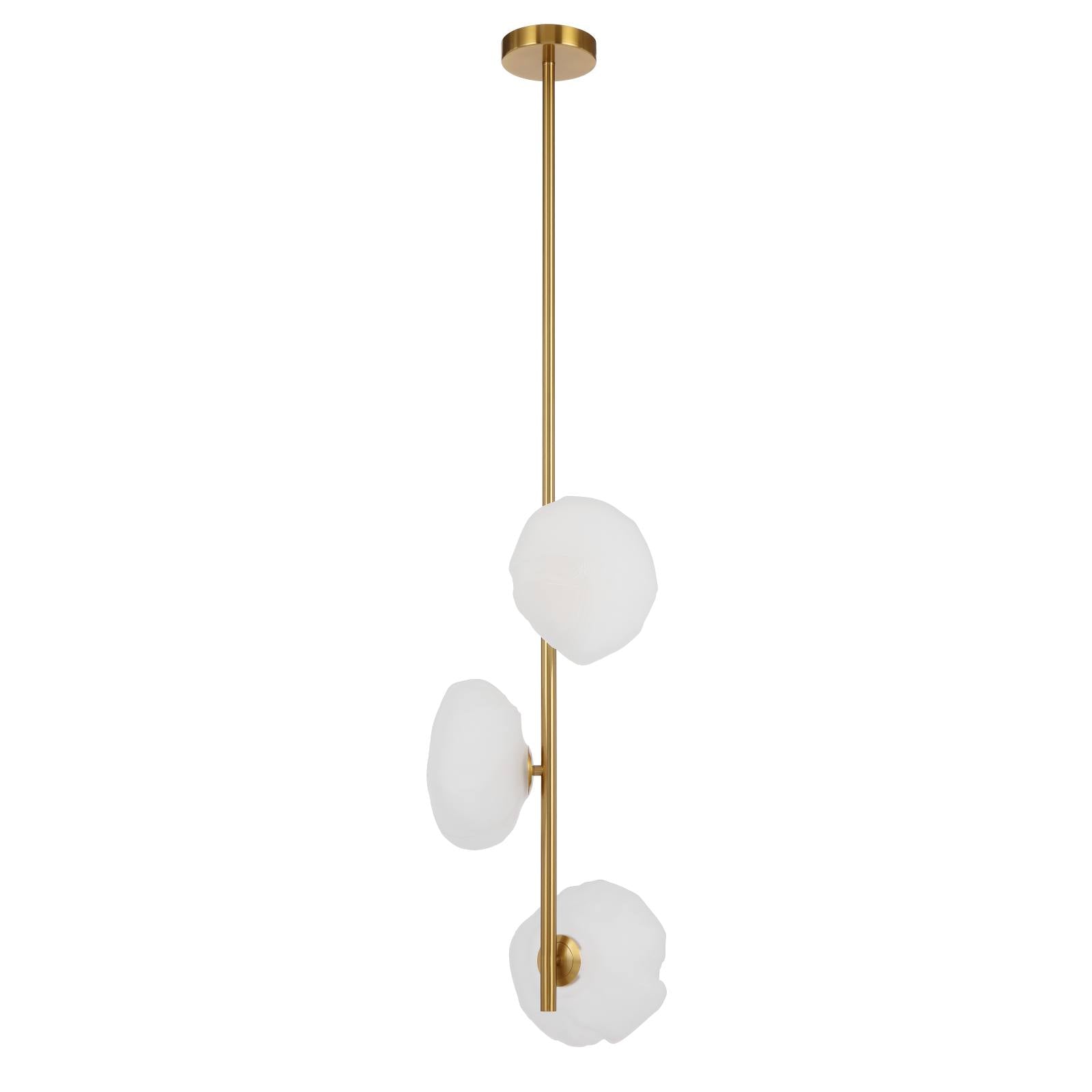 Zecca 3 Light Vertical Pendant, Antique Gold
