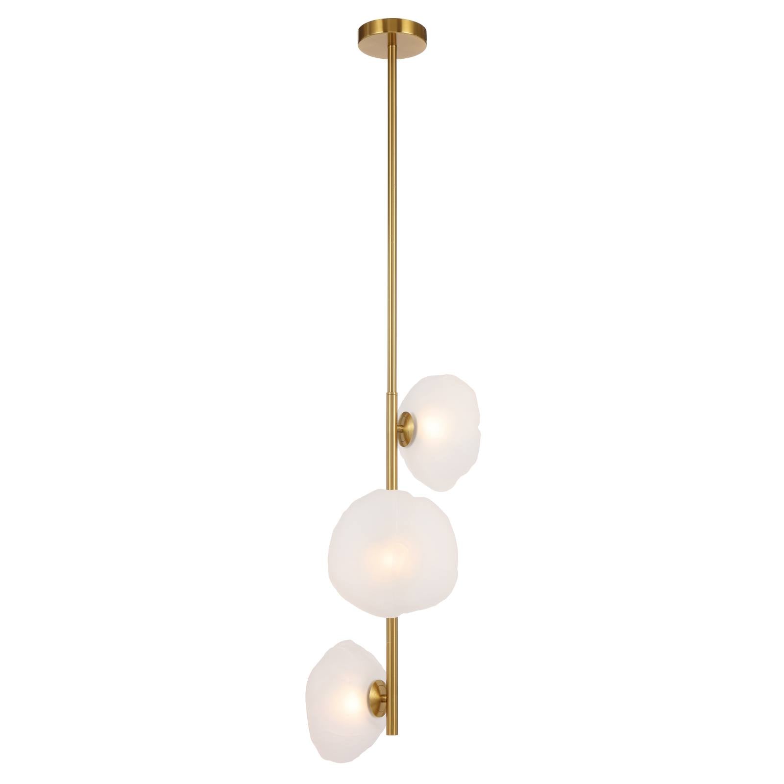 Zecca 3 Light Vertical Pendant, Antique Gold