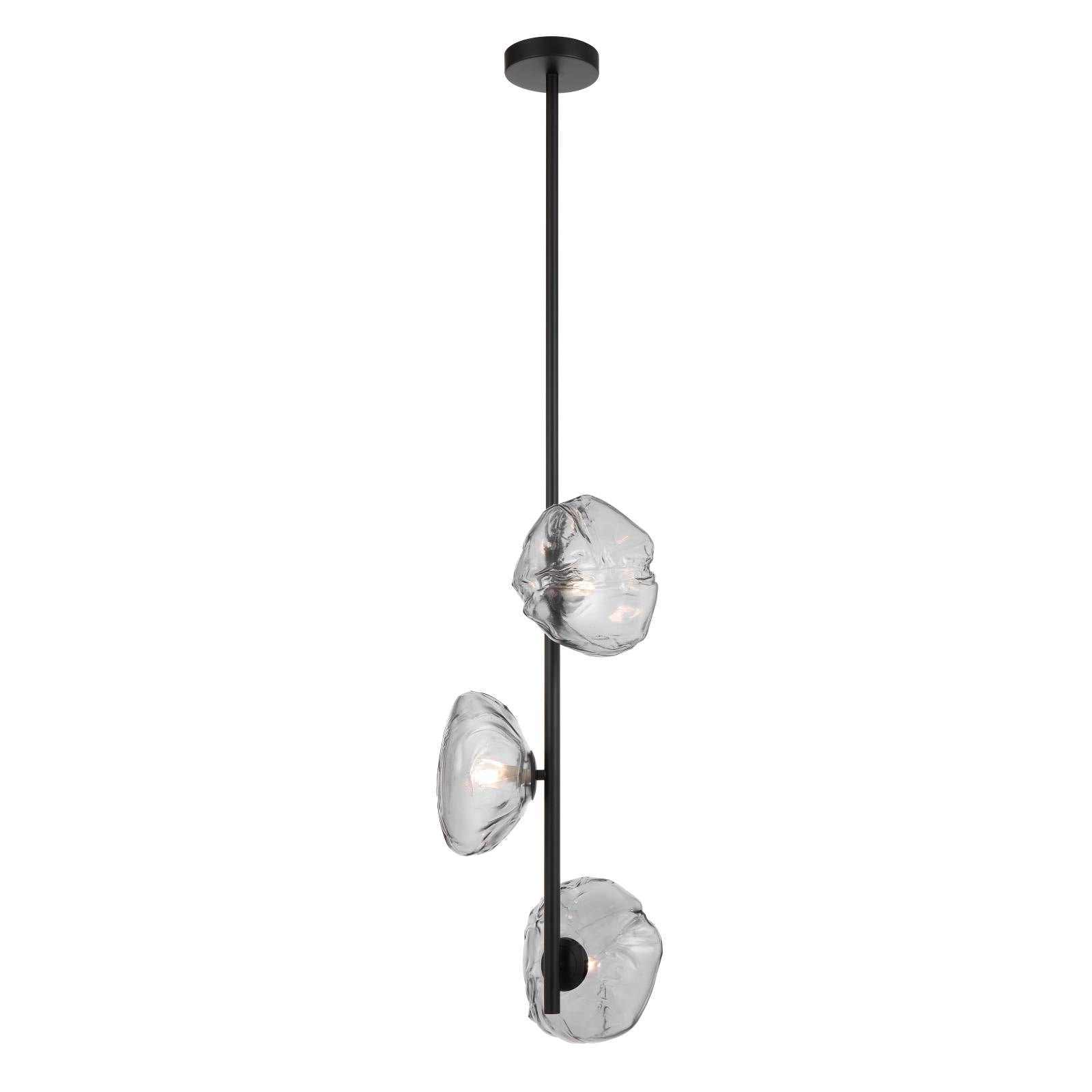 Zecca 3 Light Vertical Pendant, Black Smoke
