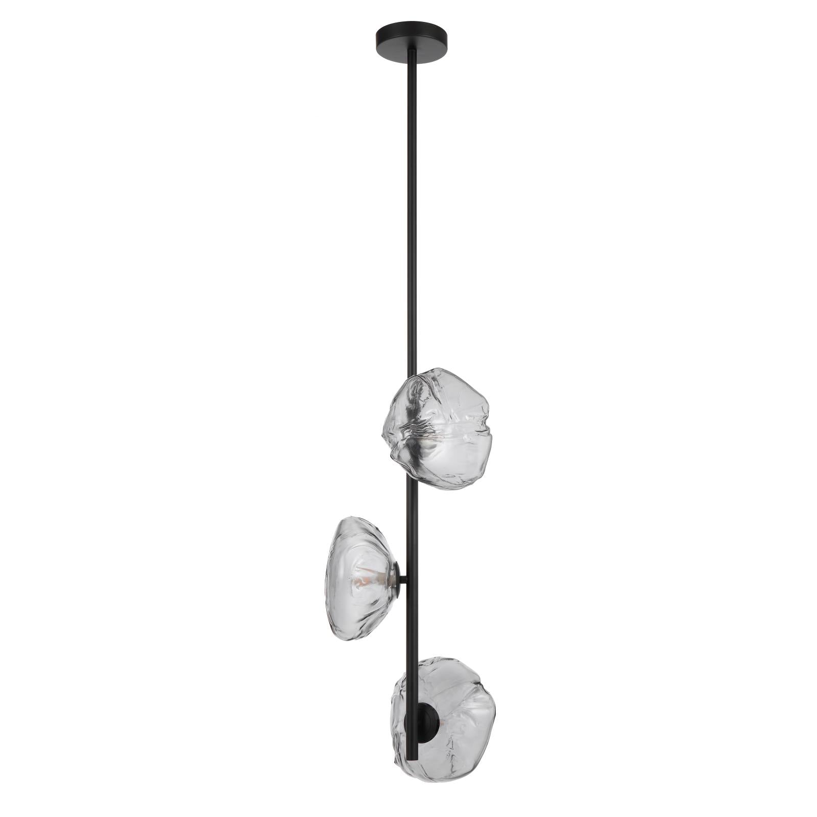 Zecca 3 Light Vertical Pendant, Black Smoke