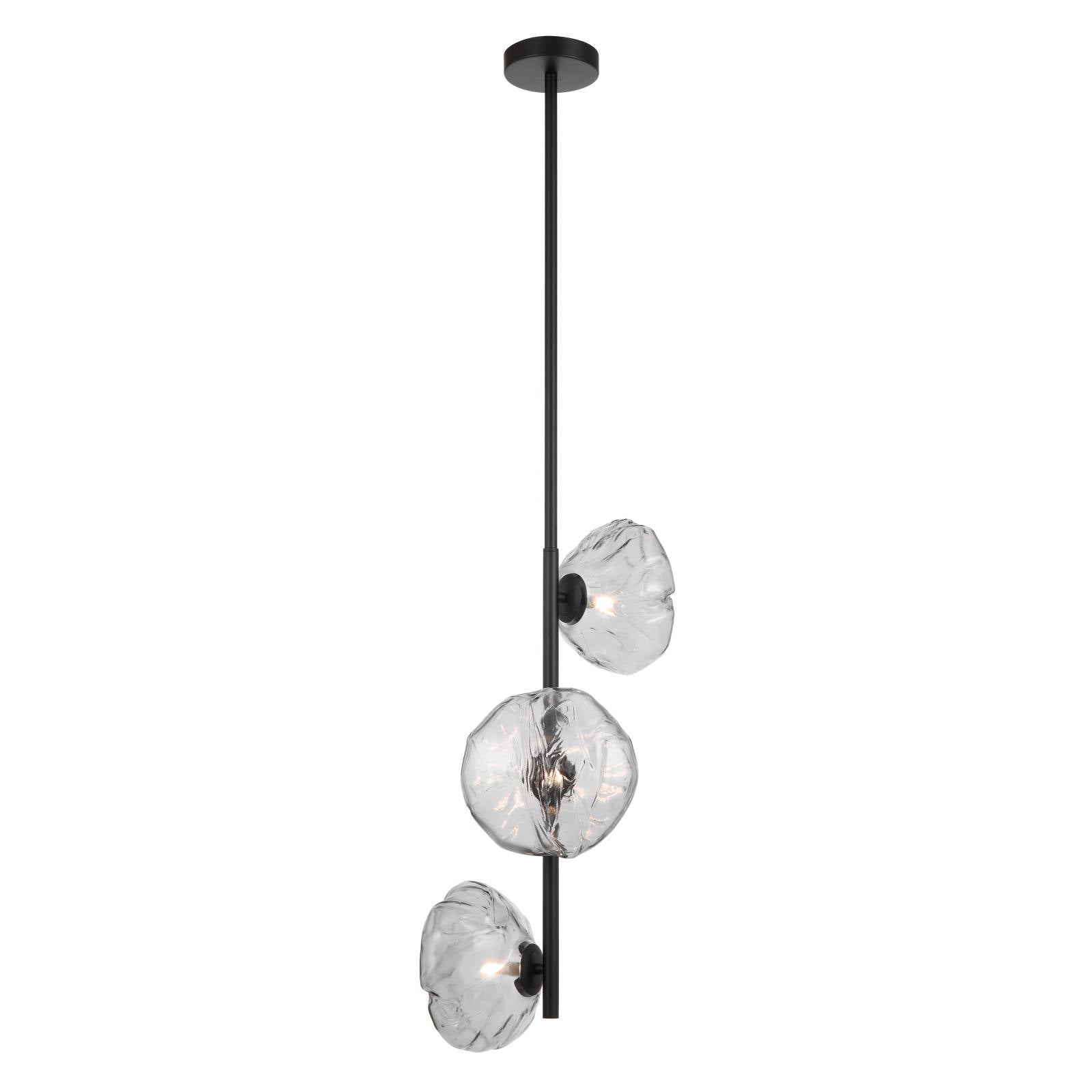 Zecca 3 Light Vertical Pendant, Black Smoke