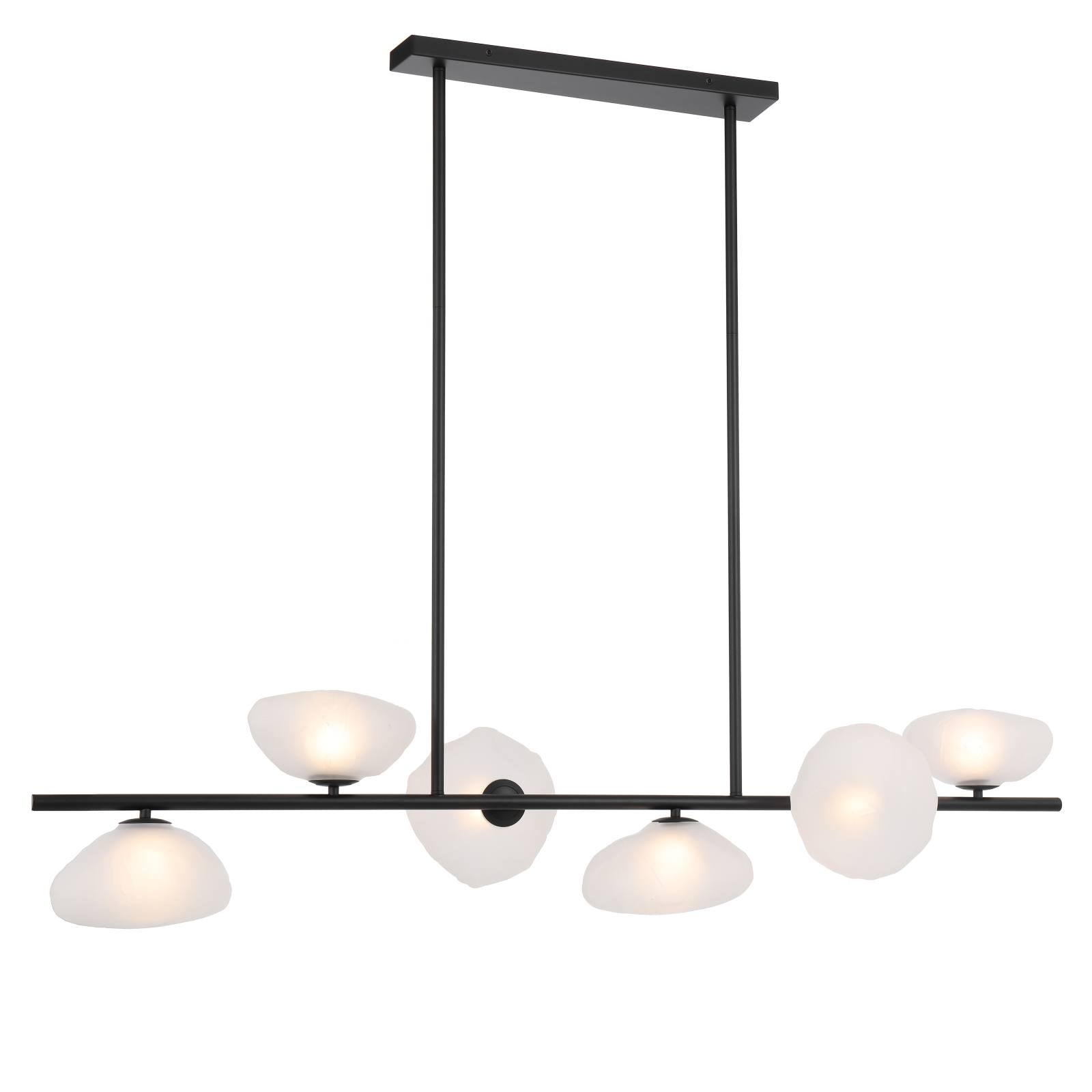 Zecca 6 Lights Pendant, Frost Glass, Black
