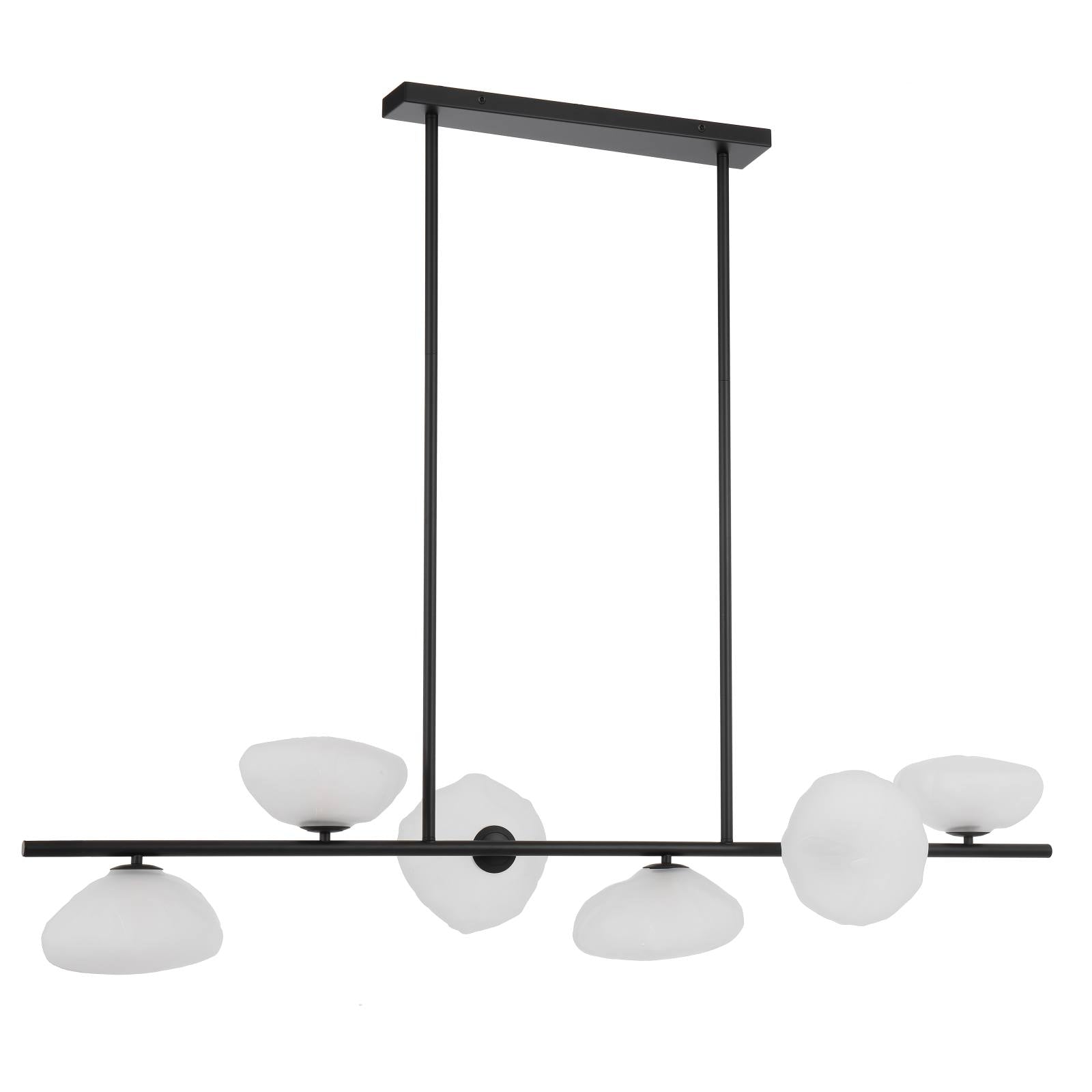 Zecca 6 Lights Pendant, Frost Glass, Black