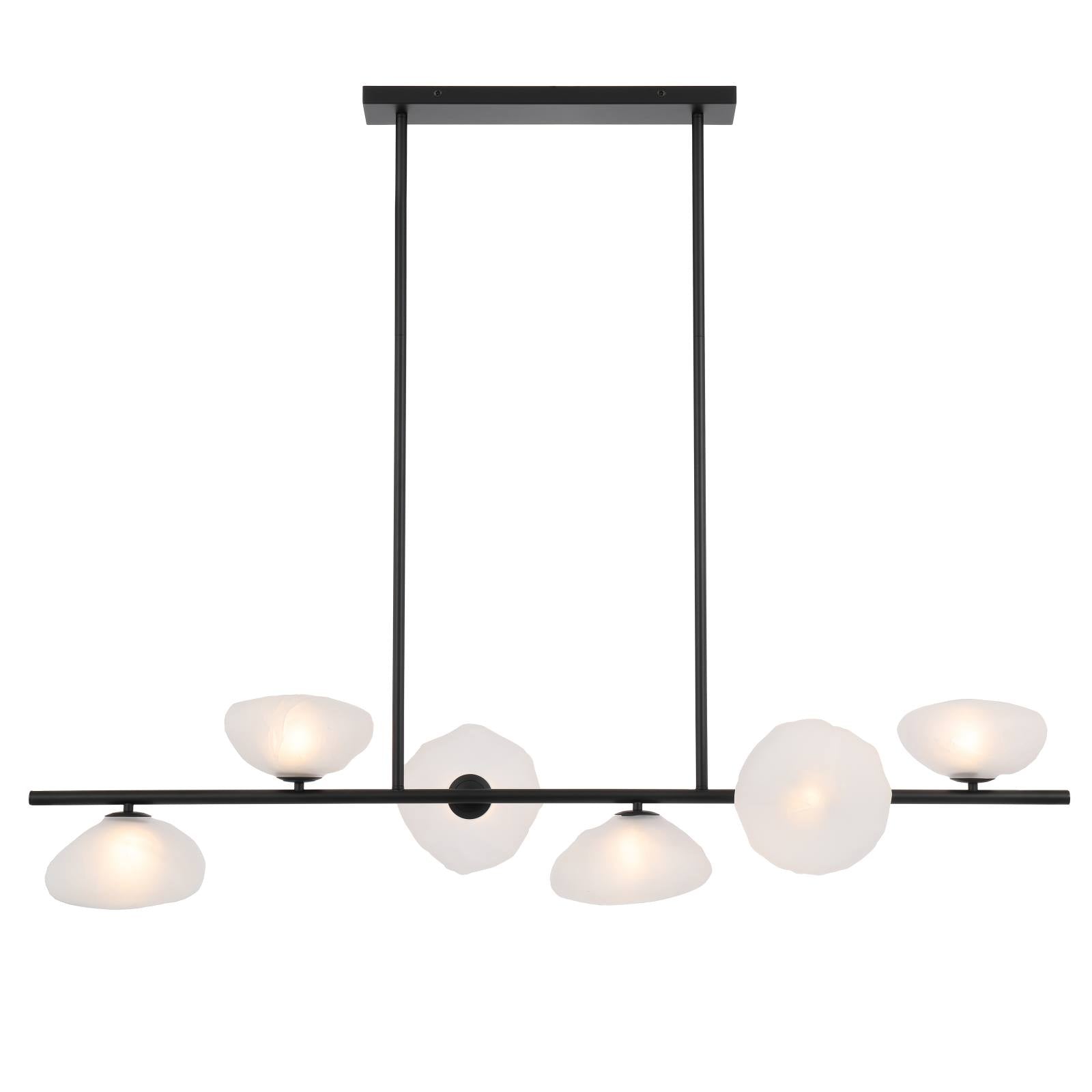 Zecca 6 Lights Pendant, Frost Glass, Black