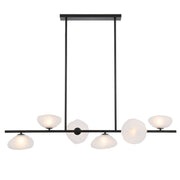 Zecca 6 Lights Pendant, Frost Glass, Black