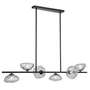 Zecca 6 Lights Pendant, Smoke Glass, Black
