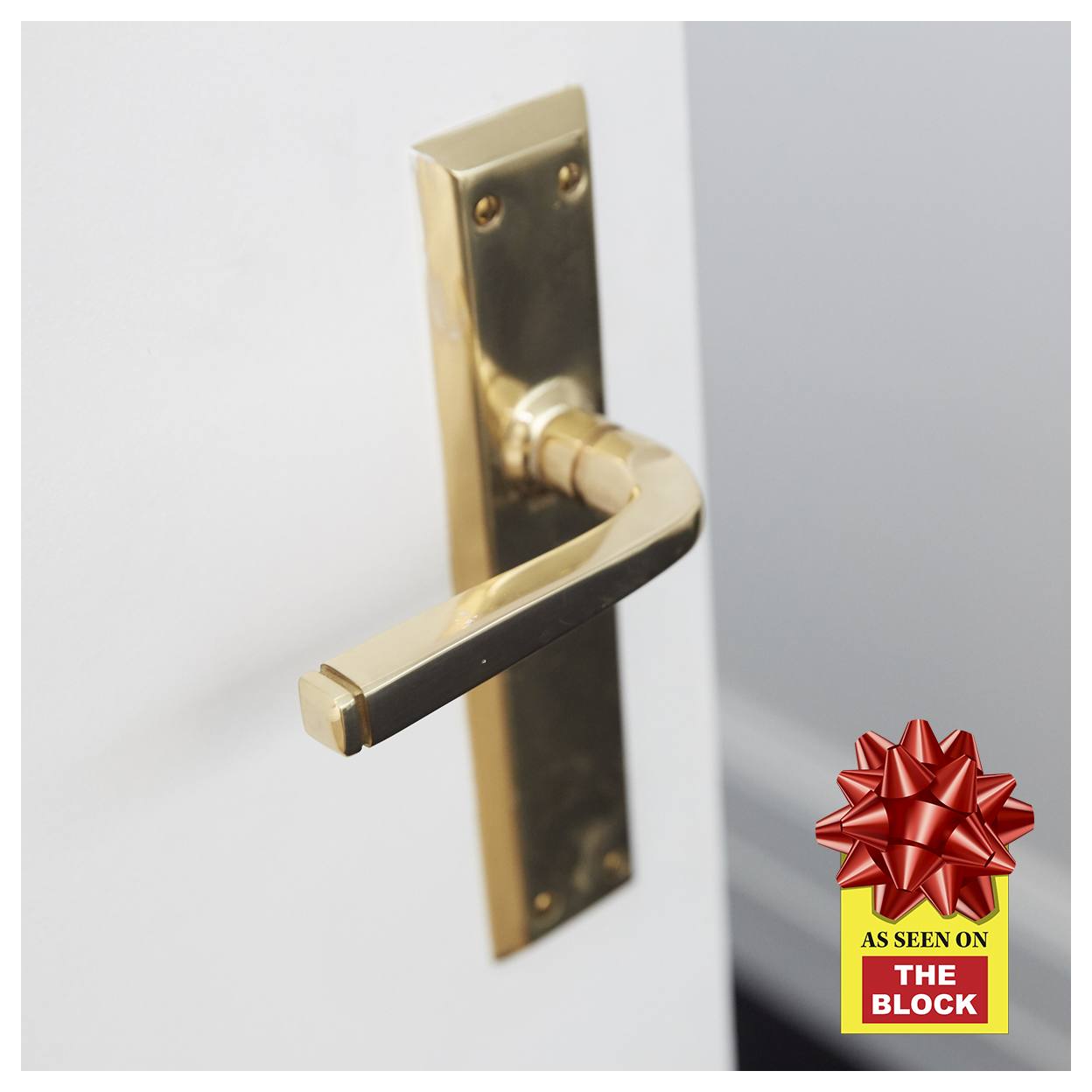 Menton Lever Latch Set, Polished Brass