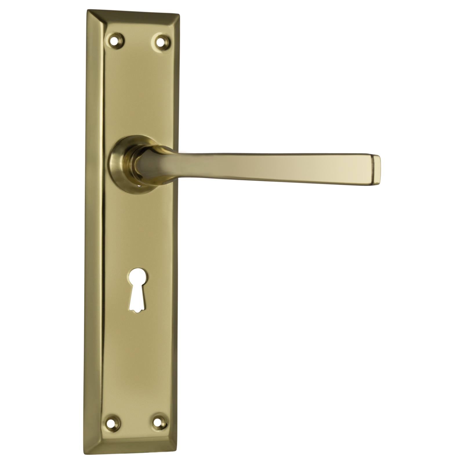 Menton Lever Lock Set, Polished Brass