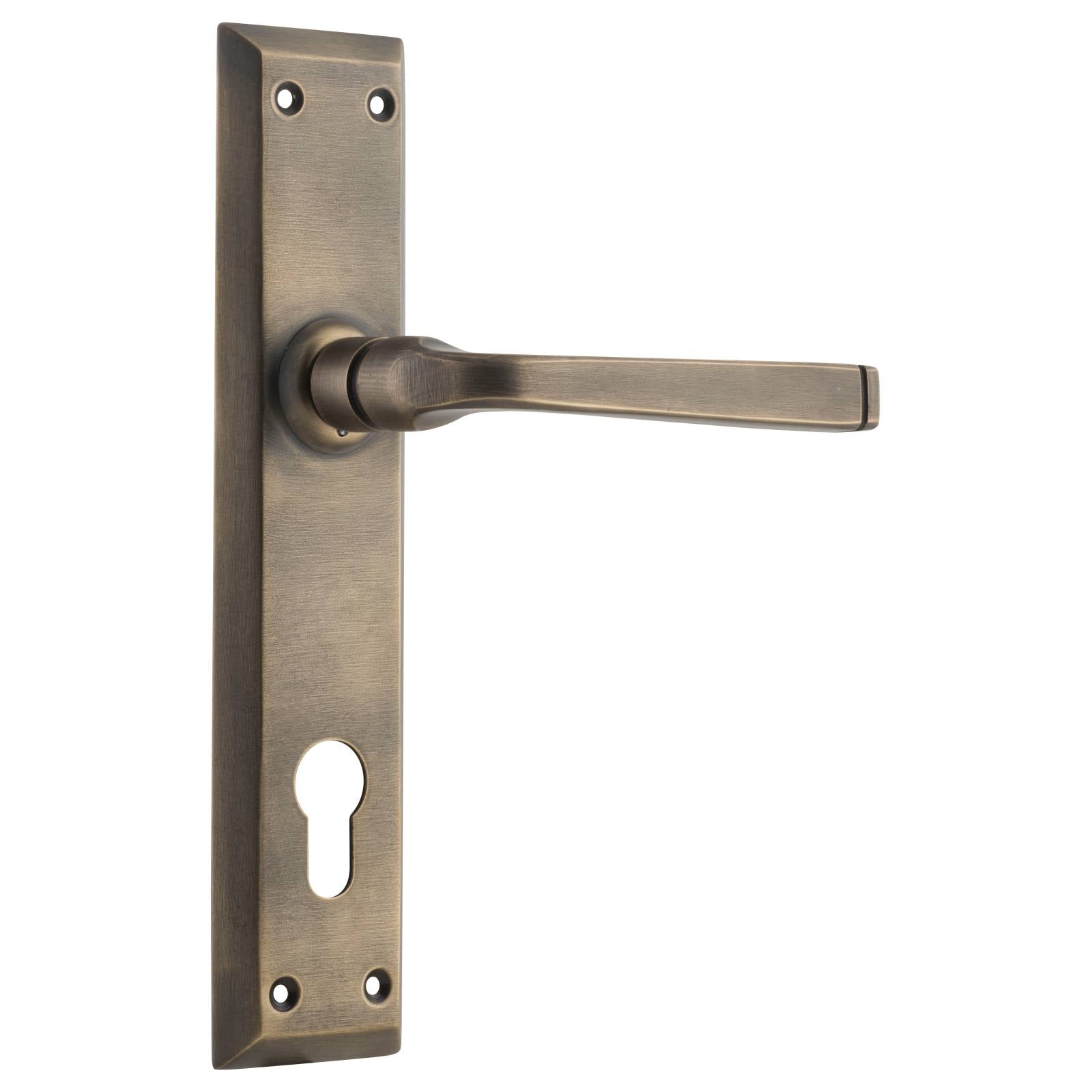 Menton 85mm Euro Lever Set, Antique Brass