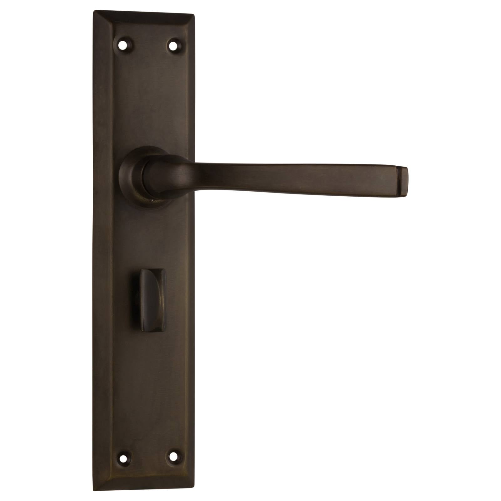 Menton Privacy Lever Set, Antique Brass