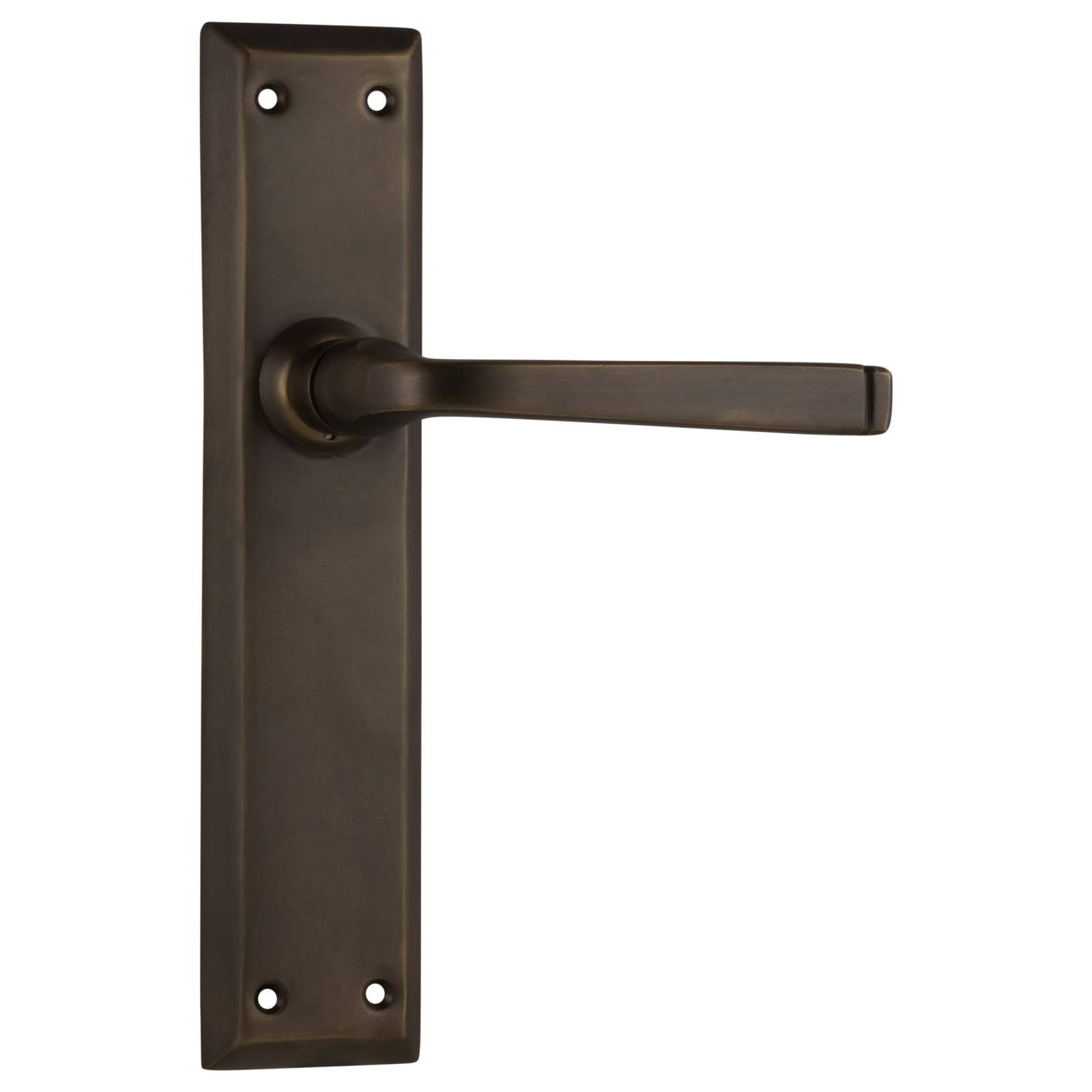 Menton Lever Latch Set, Antique Brass