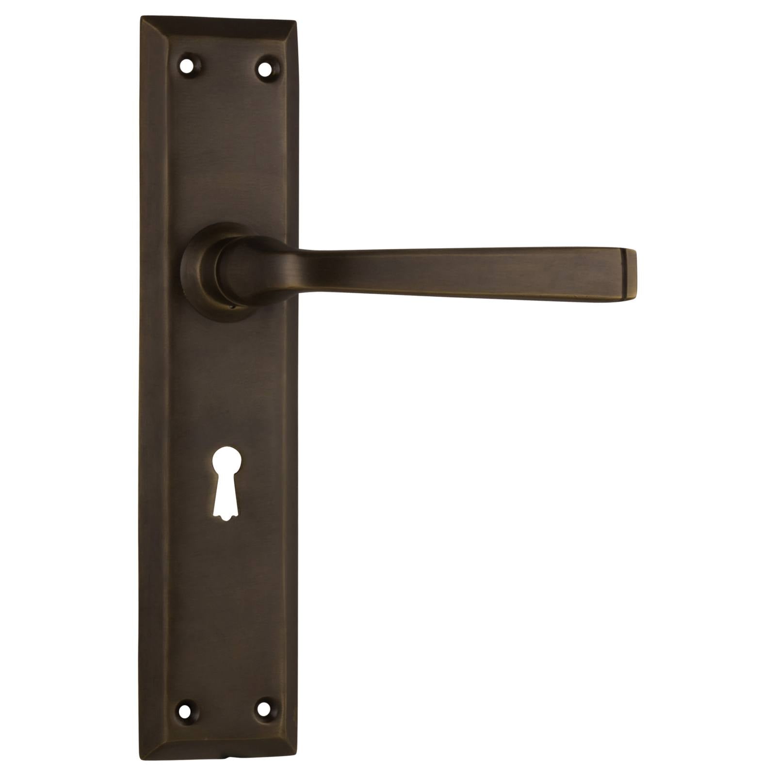 Menton Lever Lock Set, Antique Brass