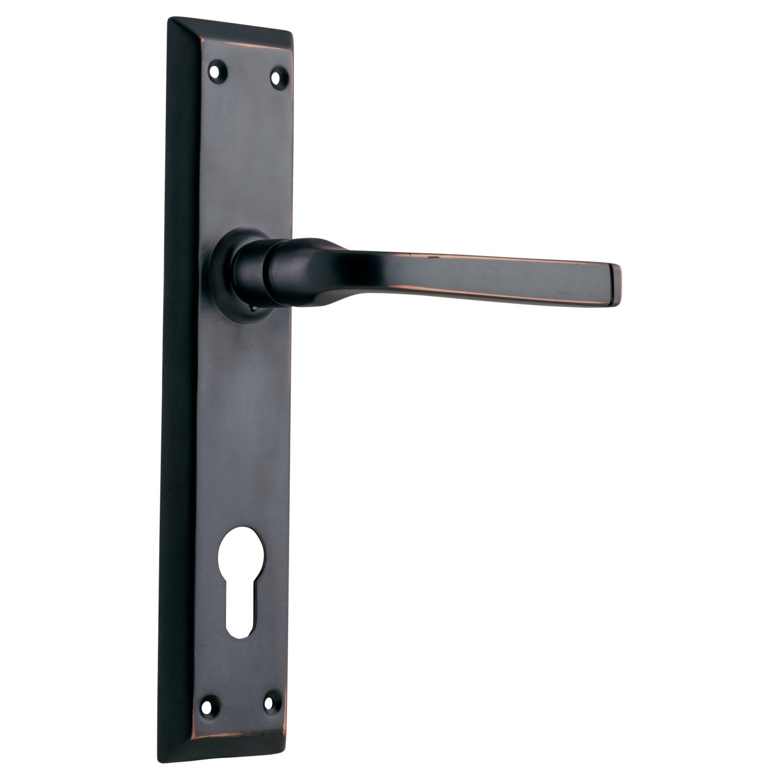 Menton 85mm Euro Lever Set, Antique Copper