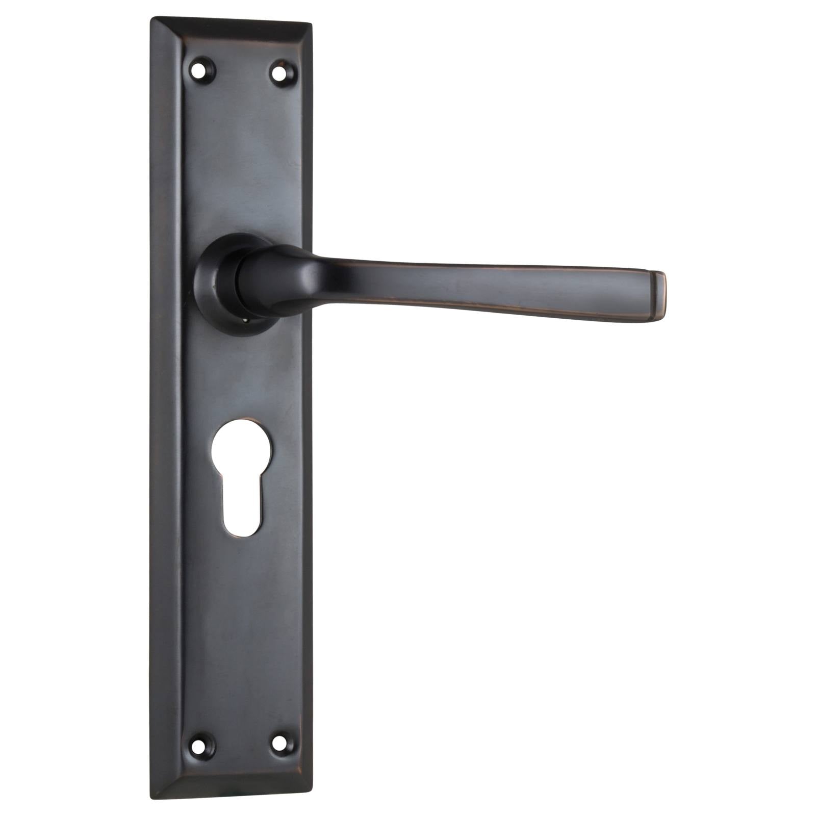 Menton Euro Lever Set, Antique Copper