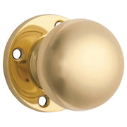 54mm Round Rose Pre-drilled Mortice Knob, Polished Brass