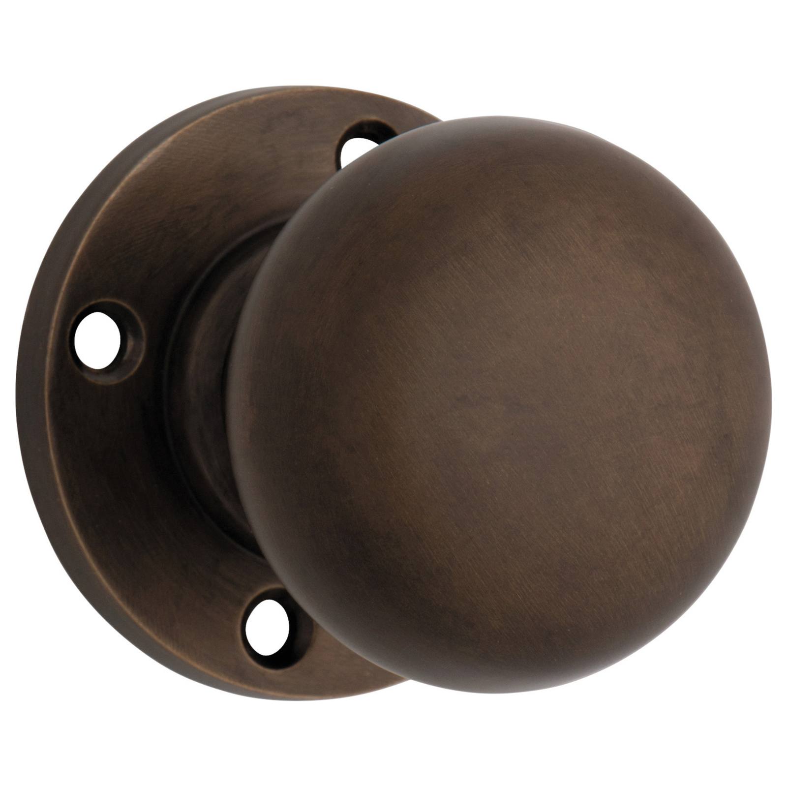 54mm Round Rose Pre-drilled Mortice Knob, Antique Brass