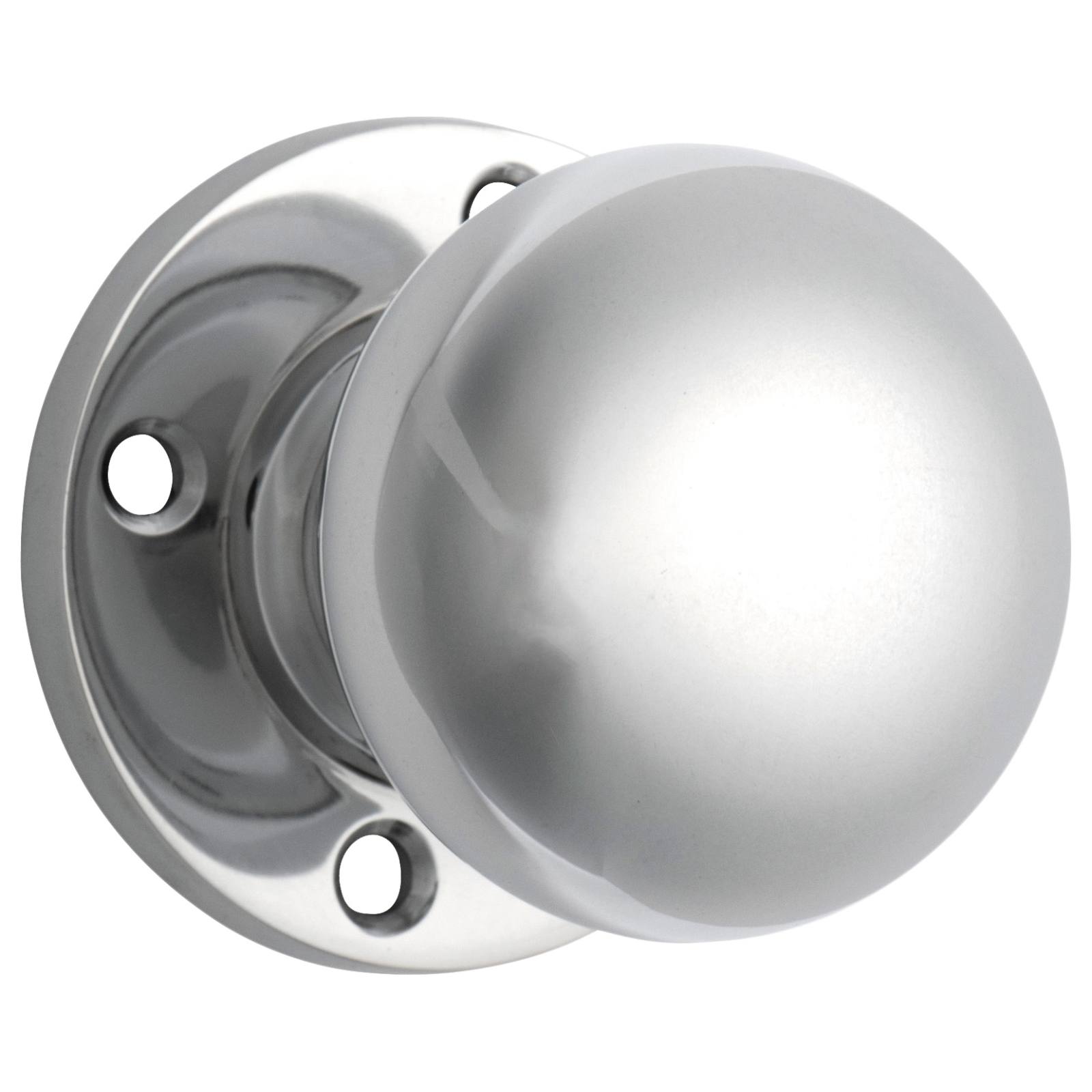 54mm Round Rose Pre-drilled Mortice Knob, Chrome