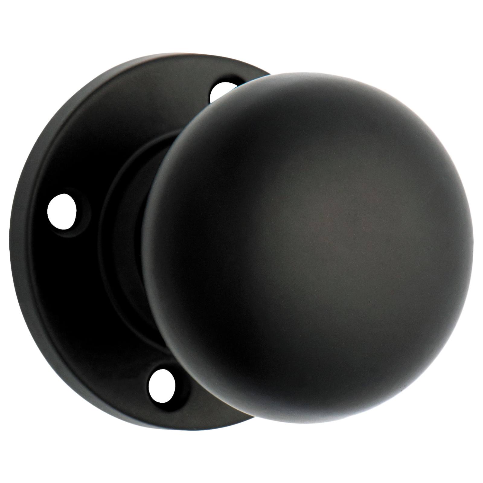 54mm Round Rose Pre-drilled Mortice Knob, Matte Black