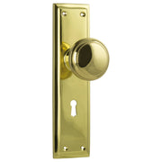 Milton Knob Lock Set, Polished Brass