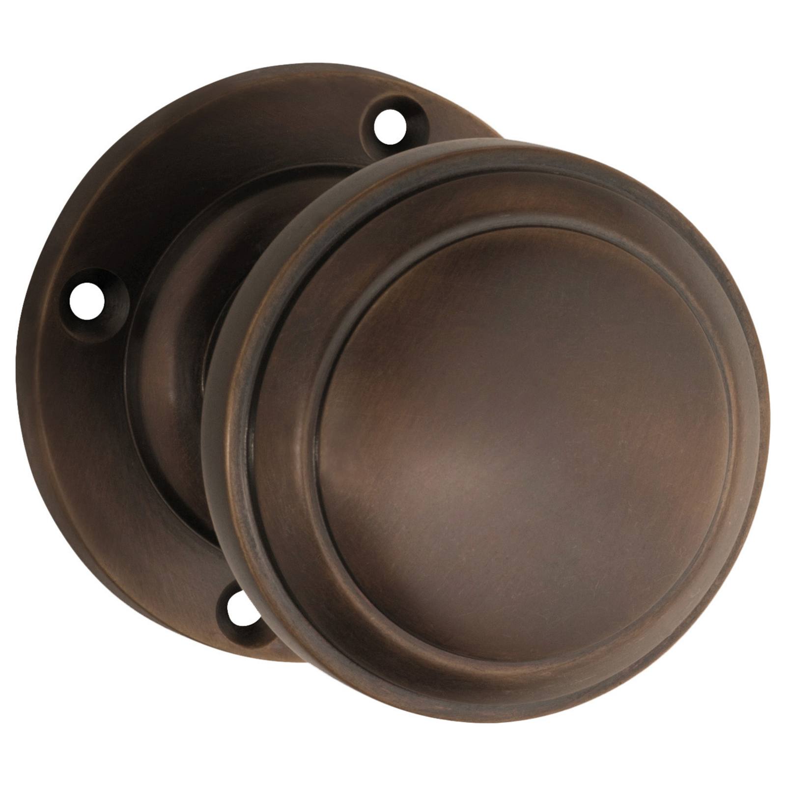 Milton Knob on Rose Set, Antique Brass