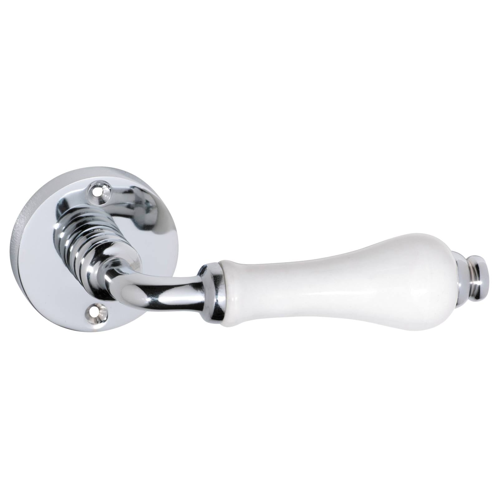 Exeter Lever on Rose Set, Chrome/White