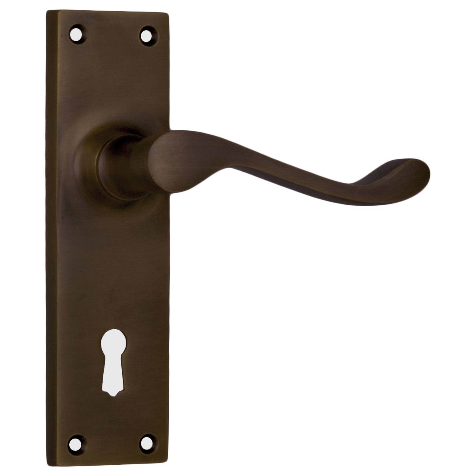 Victorian Lever Lock Set, Antique Brass