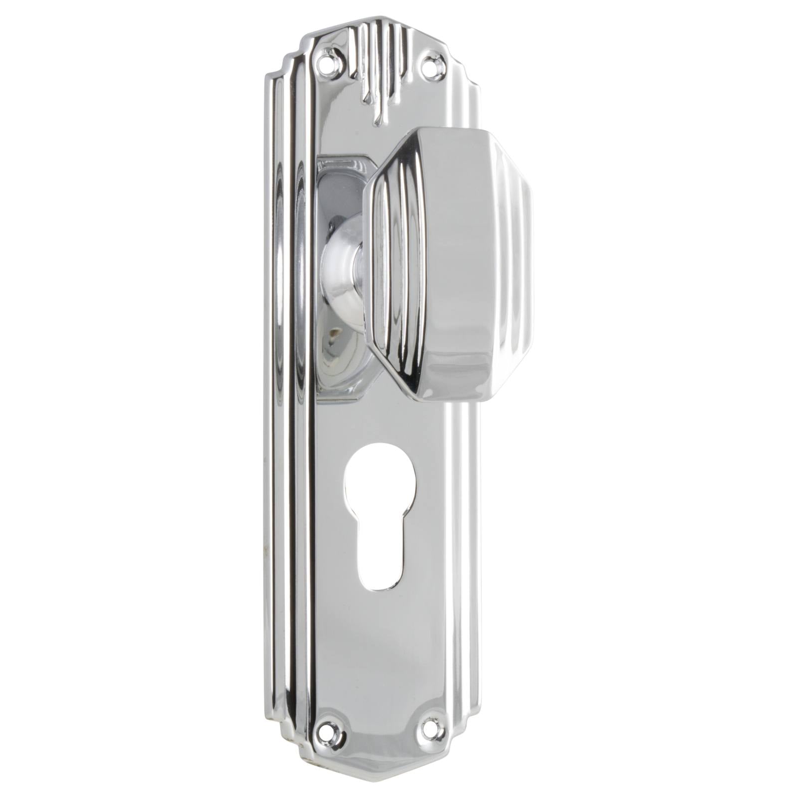 Art Deco Euro Knob Set, Chrome