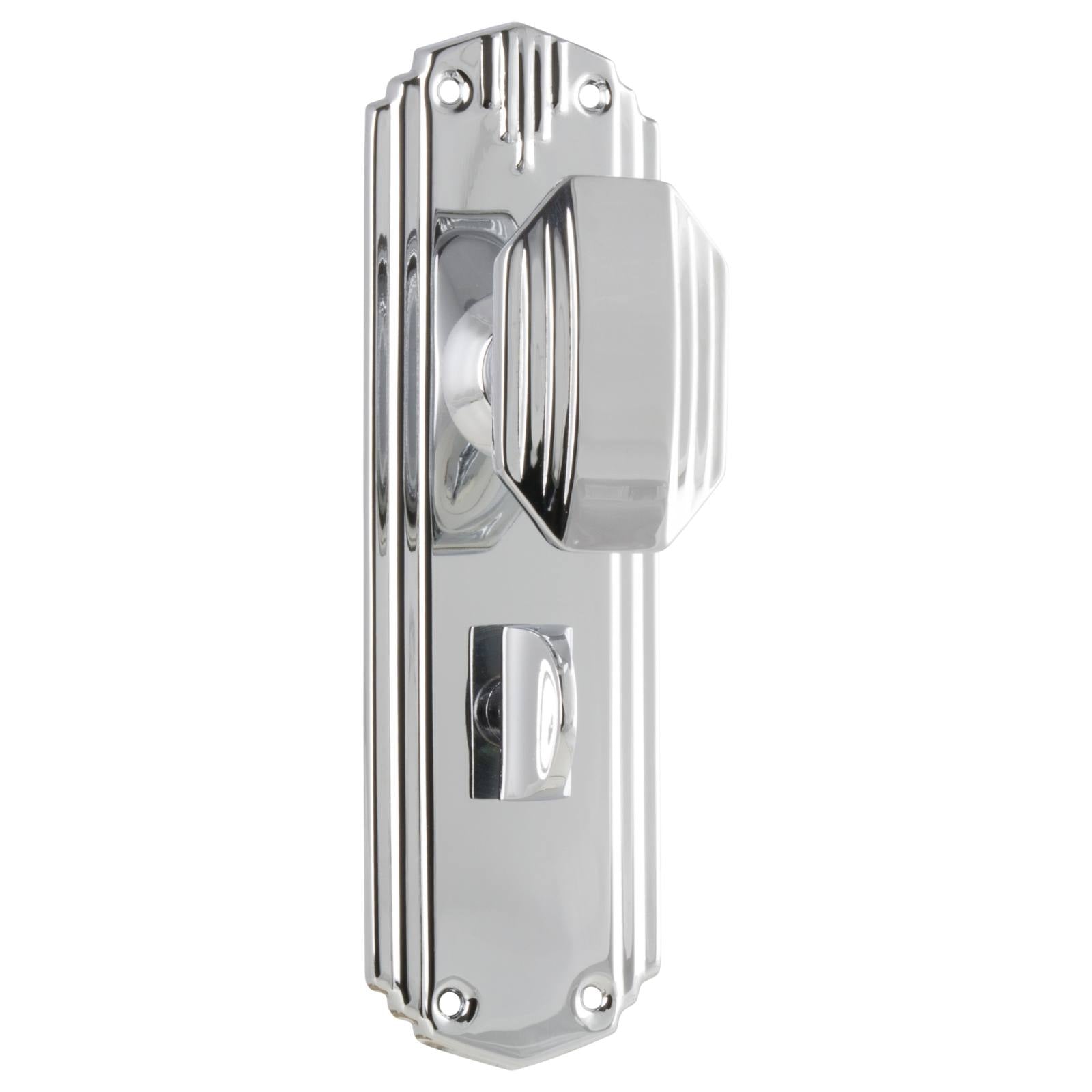 Art Deco Privacy Knob Set, Chrome