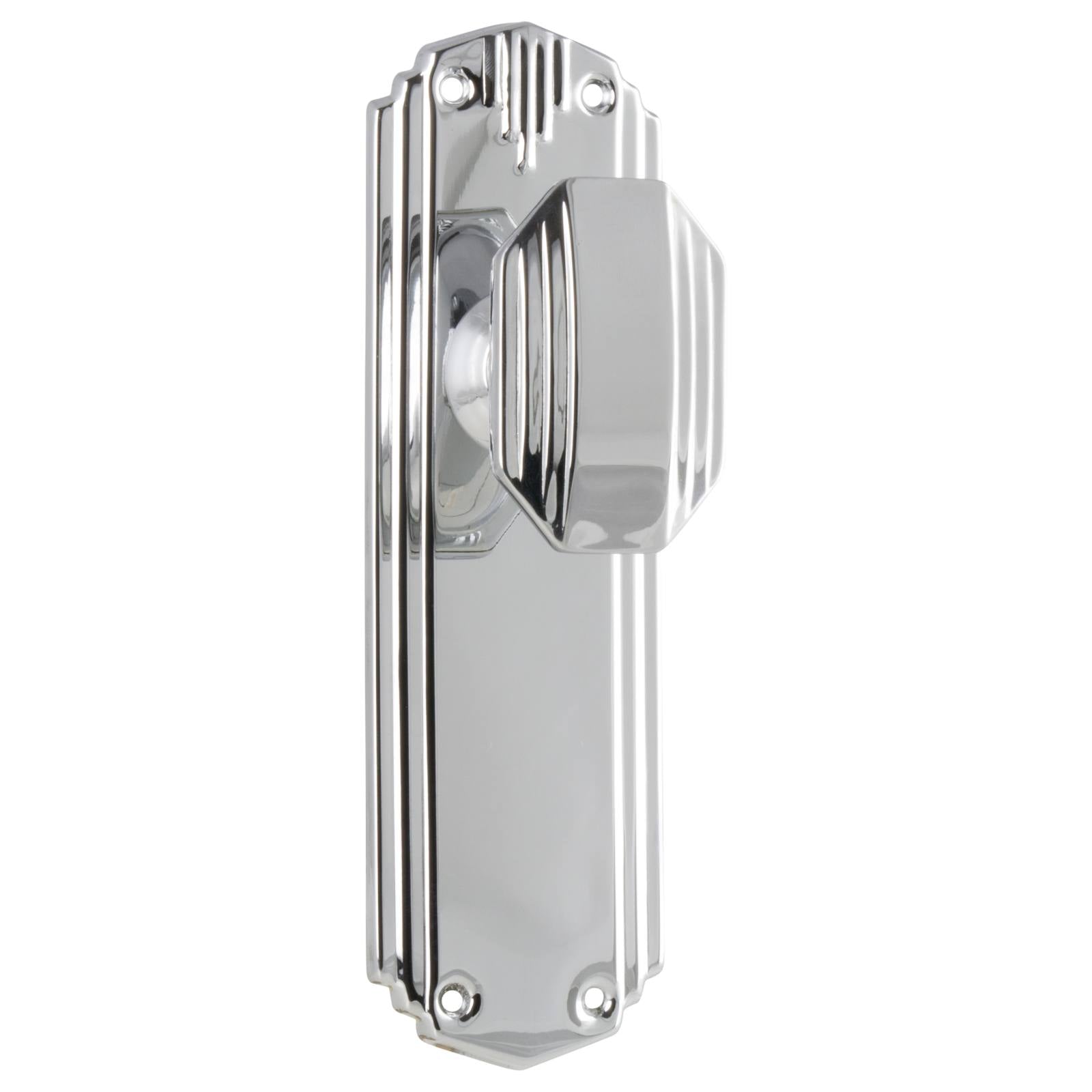 Art Deco Knob Latch Set, Chrome