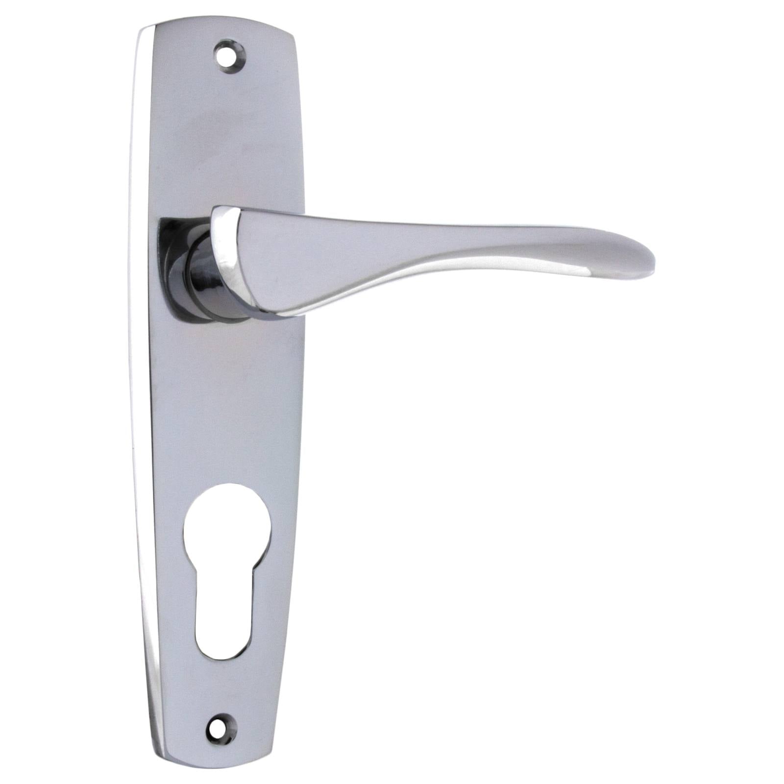 Mid-Century Euro Lever Set, Chrome