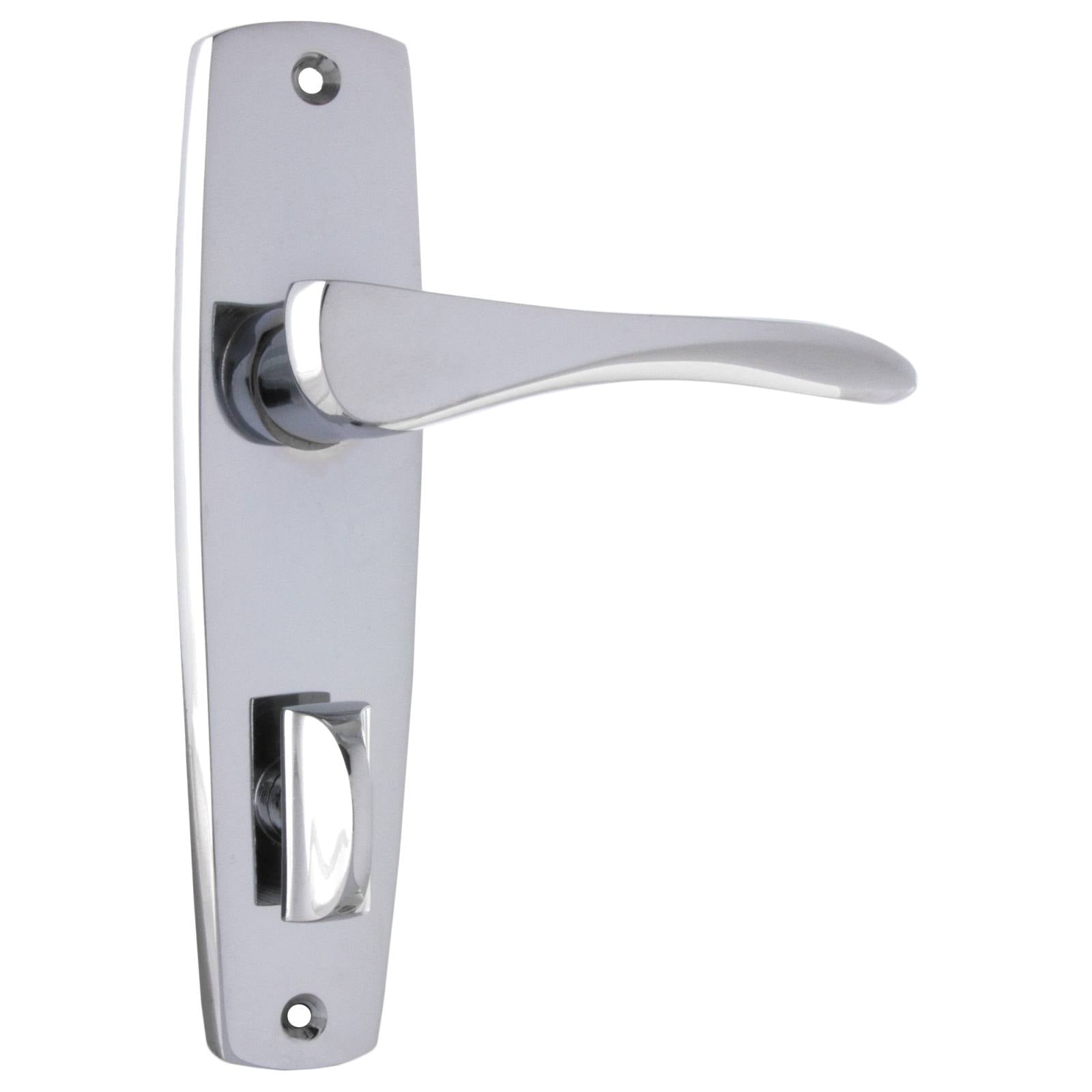 Mid-Century Privacy Lever Set, Chrome