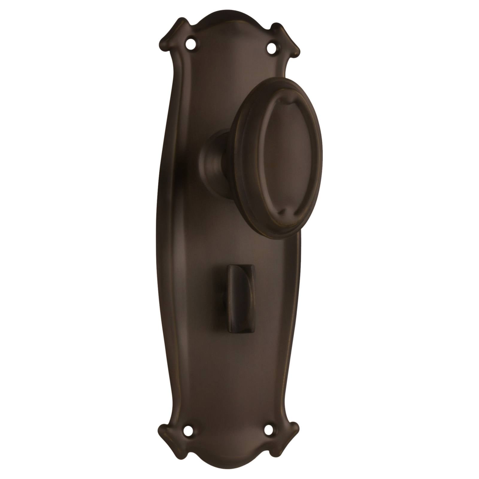 Bungalow Privacy Knob Set, Antique Brass