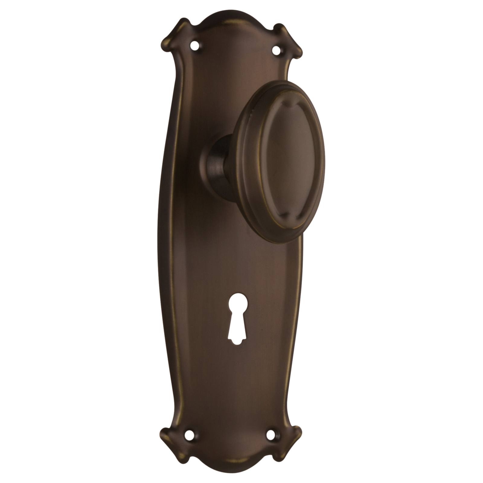 Bungalow Knob Lock Set, Antique Brass