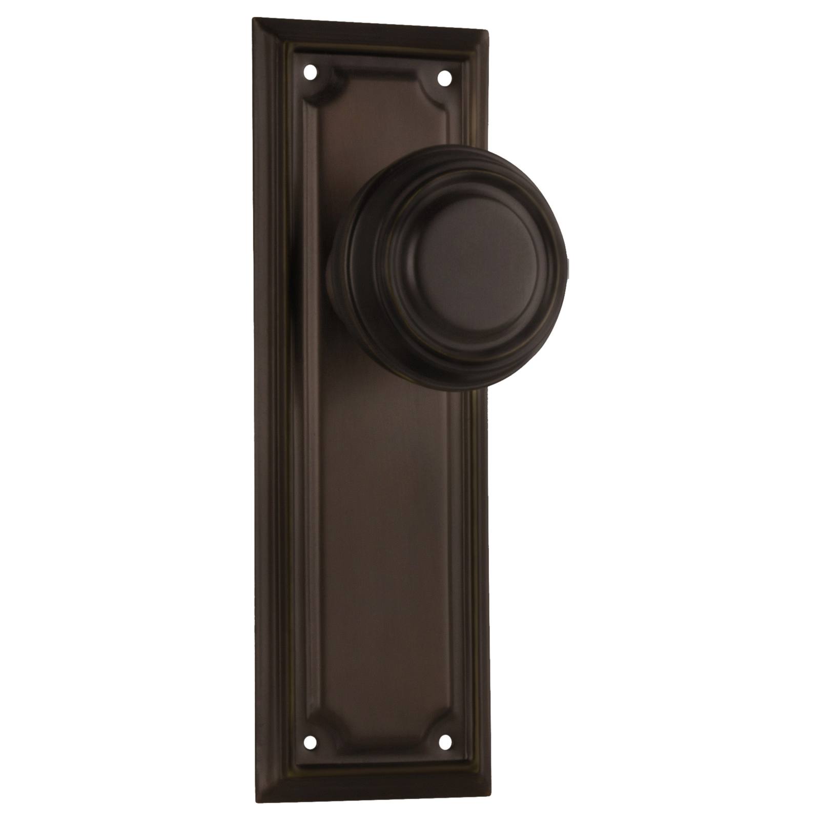 Edwardian Knob Latch Set, Antique Brass