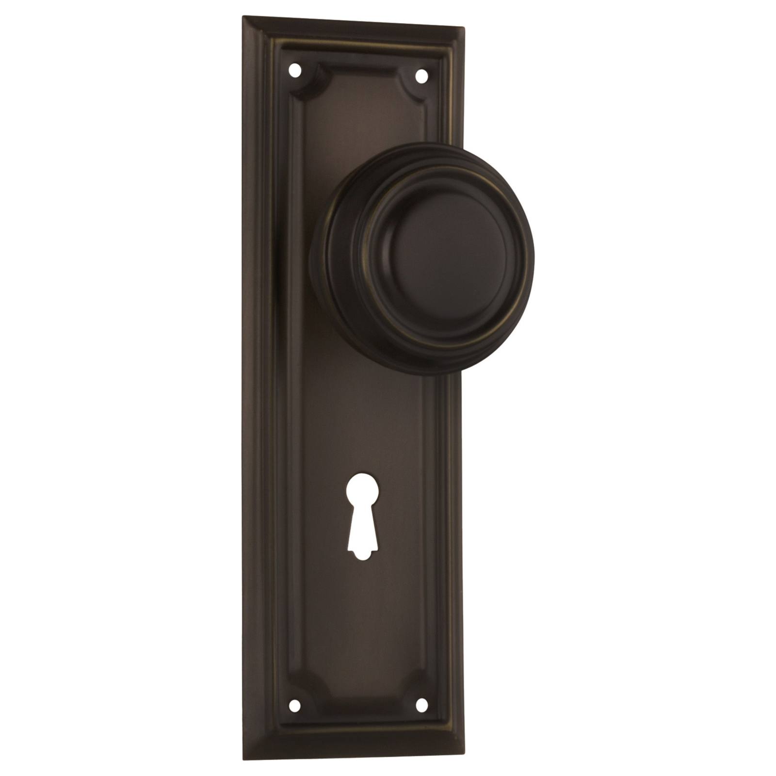 Edwardian Knob Lock Set, Antique Brass