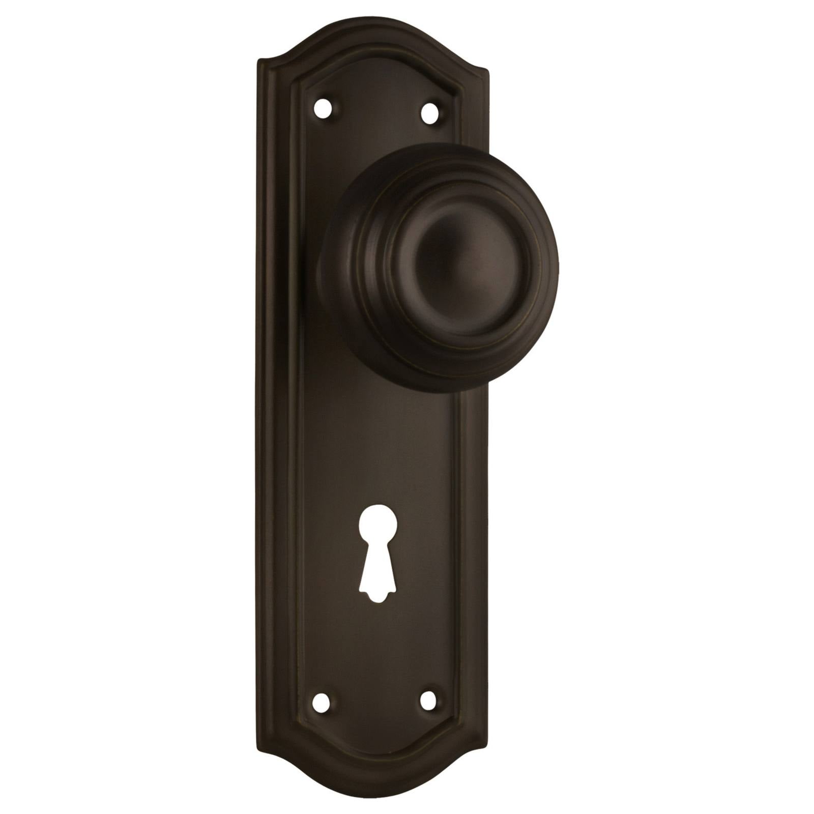 Kensington Knob Lock Set, Antique Brass