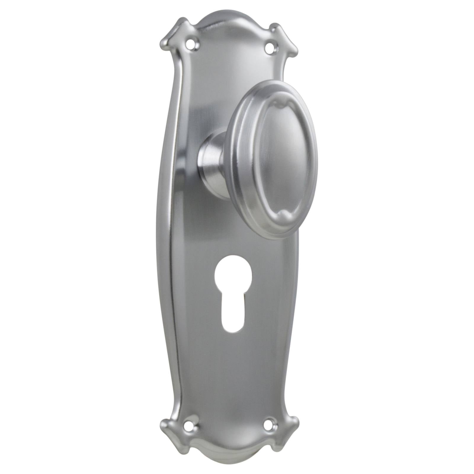 Bungalow Euro Knob Set, Satin Chrome